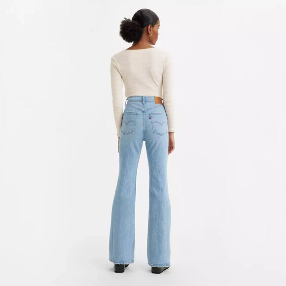 Levis Premium Womens Denim Jeans 70s High Rise Flare Light Blue Wide Leg NWT - Picture 3 of 11